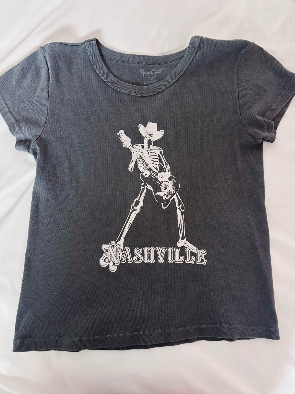 Brandy Melville Black Short-Sleeve Nashville Skeleton Graphic Tee